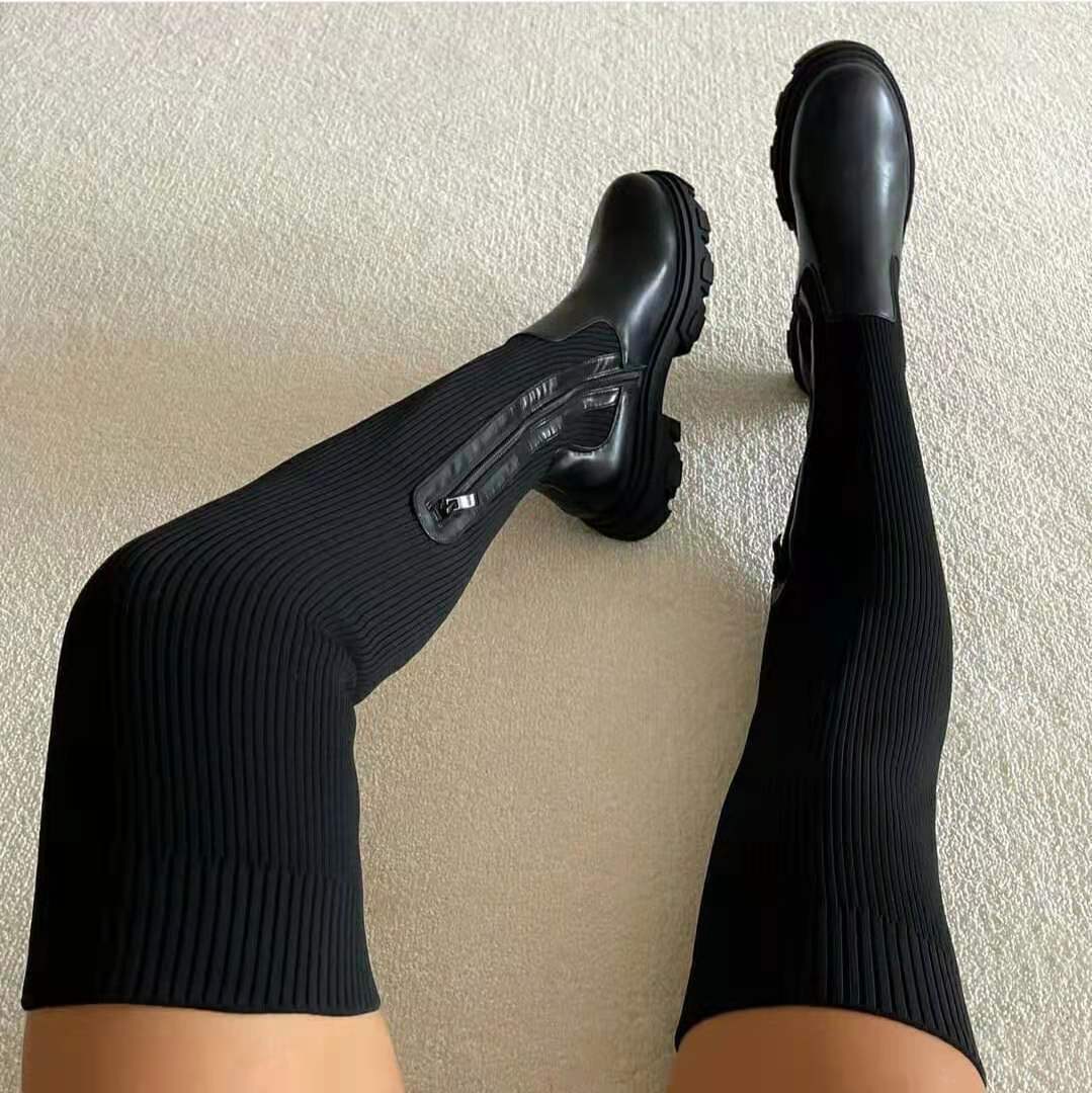 Trendy Stylish Women's Knee-High Boots with Zipper