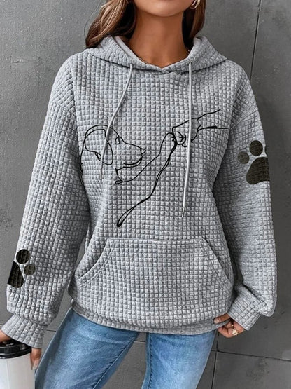 Warme Oversized Zachte Dames Hoodie met Hond Print