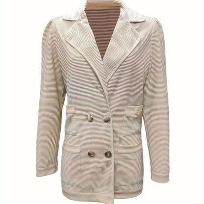 Stijlvolle Dames Gebreide Blazer met Dubbele Knoopsluiting