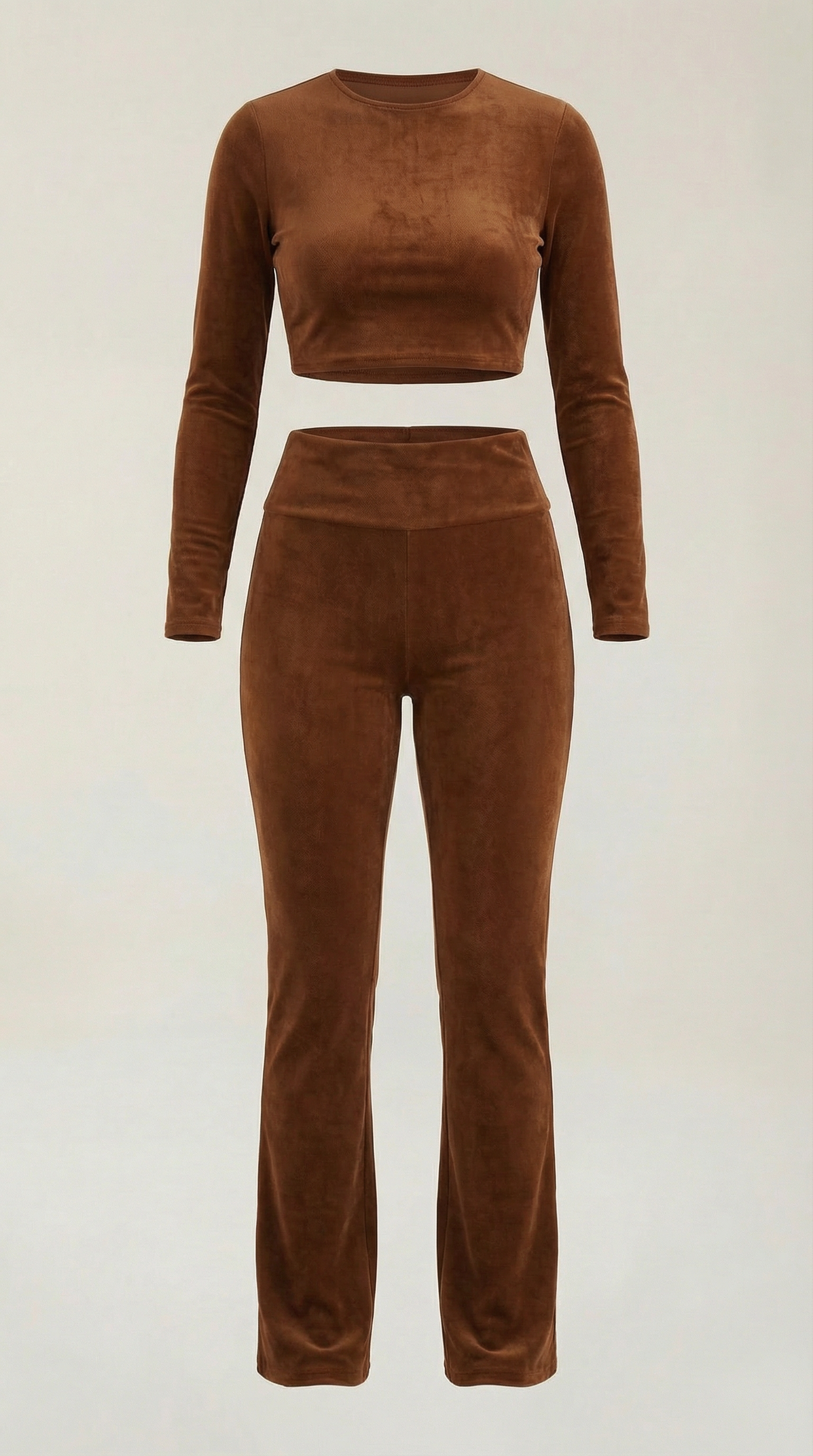 Trendy Co Ord Set voor Vrouwen met Crop Top en Flared Broek