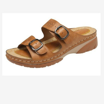 Orthopedische Dames Leren Sandalen Met Verstelbare Gespen