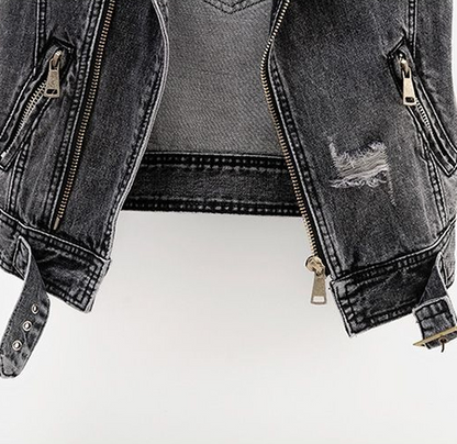Lizy | Mouwloze Denim Biker Gilet