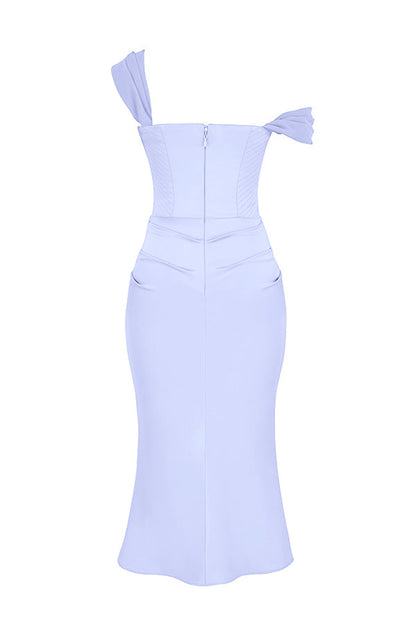 Teela | Midi Jurk met Gedrapeerd Lijfje
