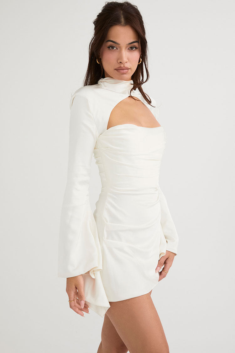 Peri | Cut-Out Mini Jurk met Hoge Hals