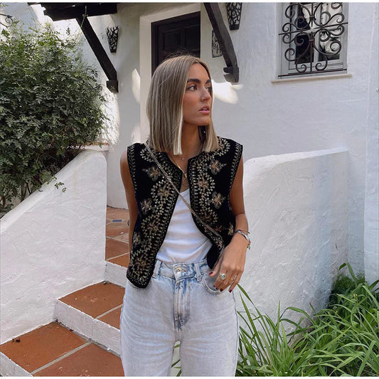 Ember | Geborduurd Vintage Gilet