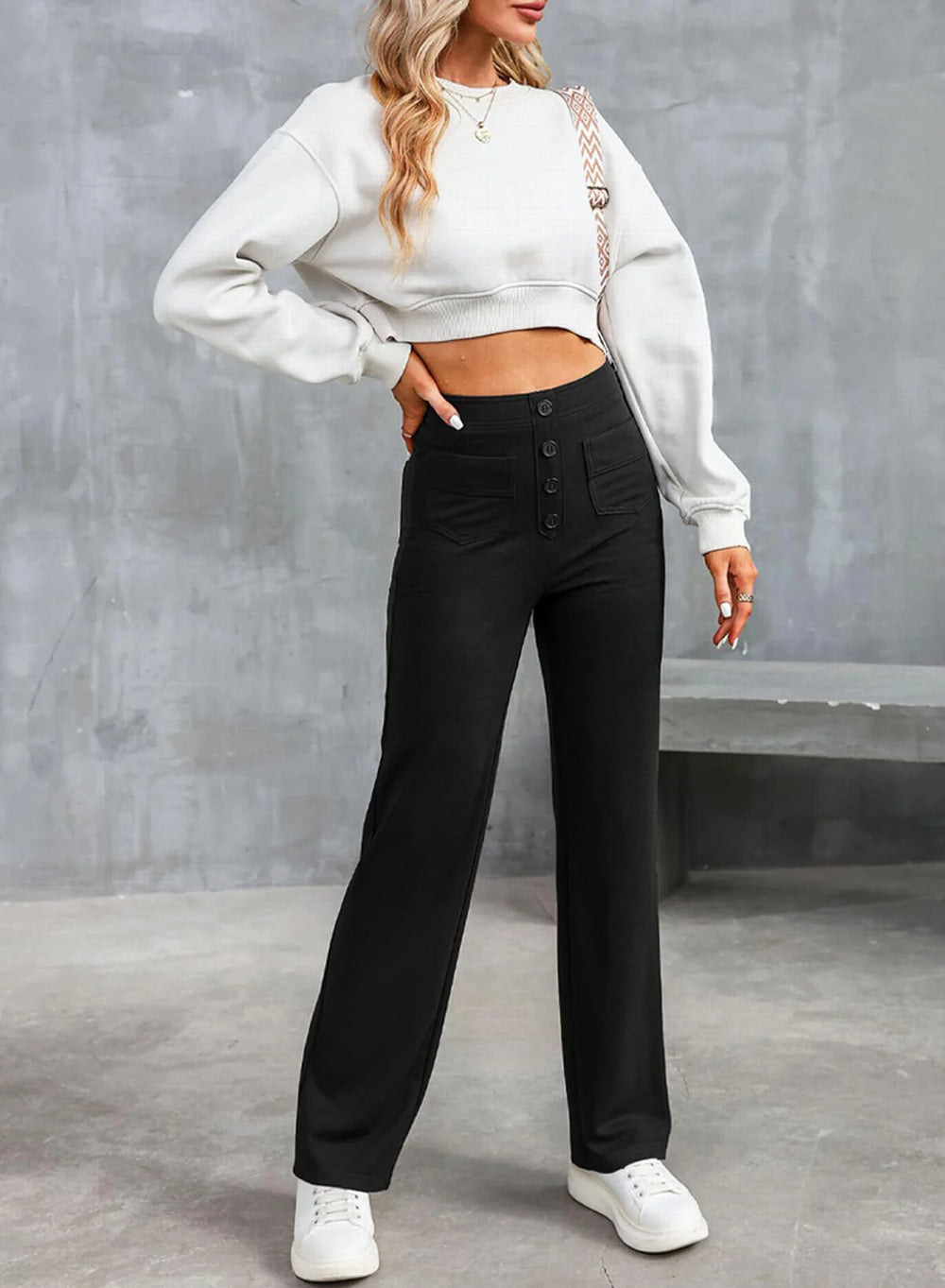 Amalie | Pantalon taille haute à jambes larges