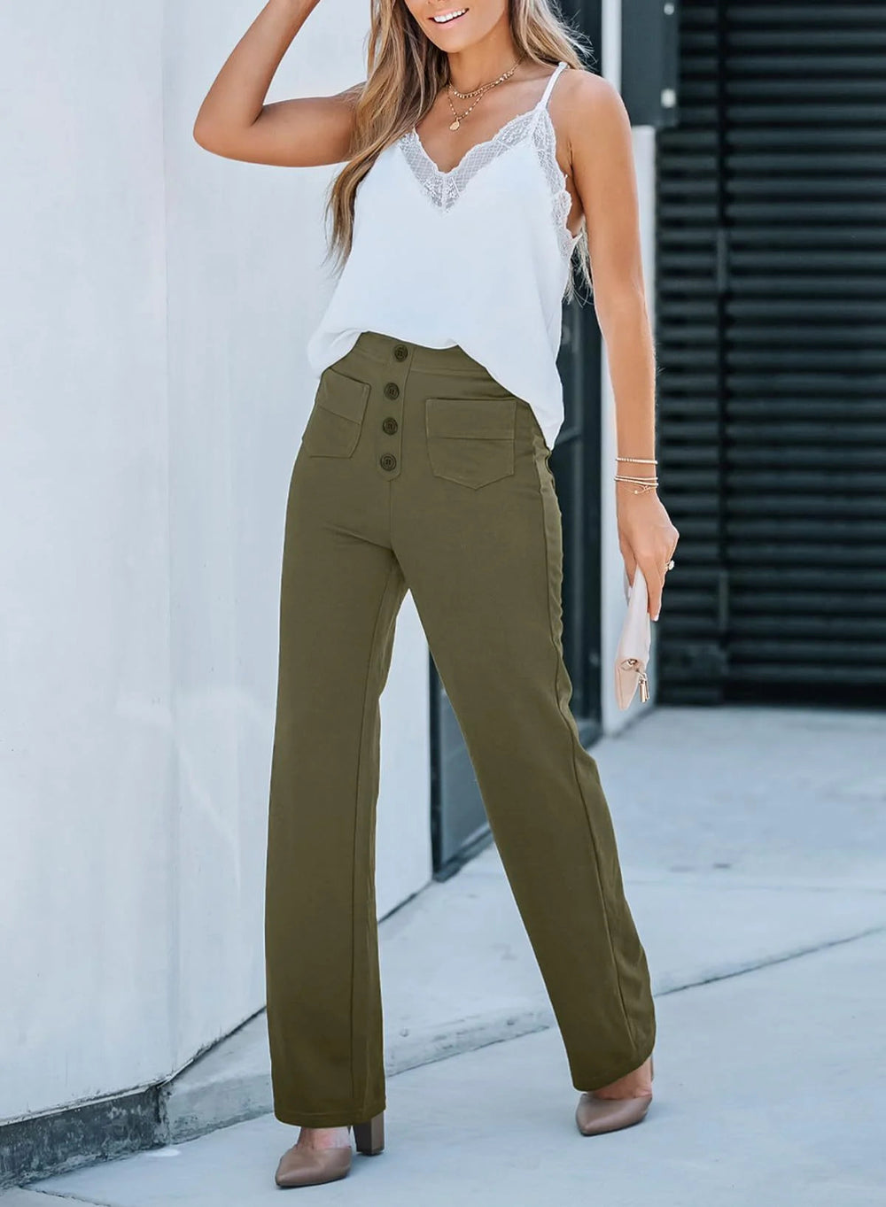 Amalie | Pantalon taille haute à jambes larges