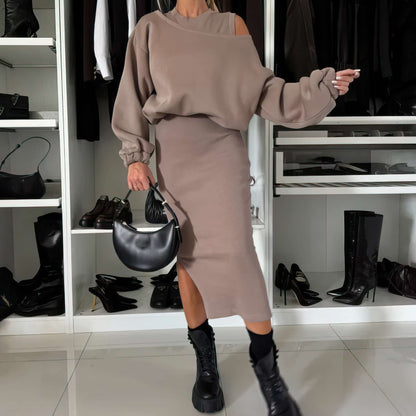 Jamy | Set met Cold-Shoulder Top en Midi-Rok
