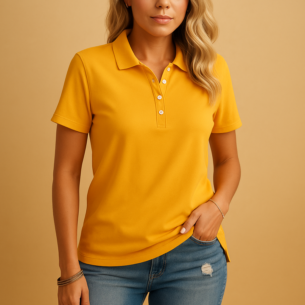 Casual Dames Poloshirt met Korte Mouwen en Knoopsluiting