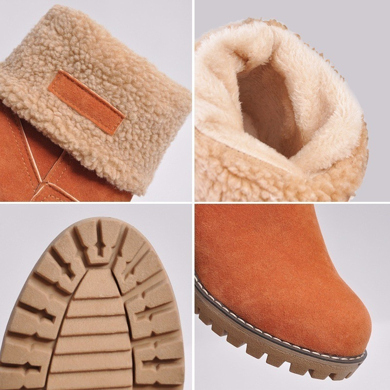 Trendy Warme Teddy Dames Enkellaarsjes met Hak