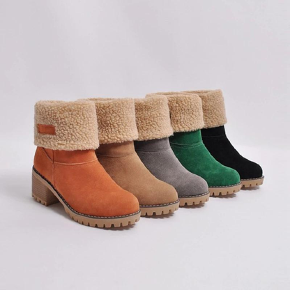 Trendy Warme Teddy Dames Enkellaarsjes met Hak