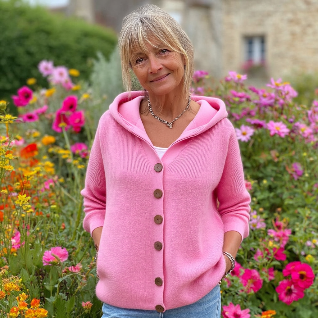 Stijlvolle Cardigan met Capuchon en Knoopsluiting voor Dames