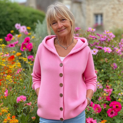 Stijlvolle Cardigan met Capuchon en Knoopsluiting voor Dames