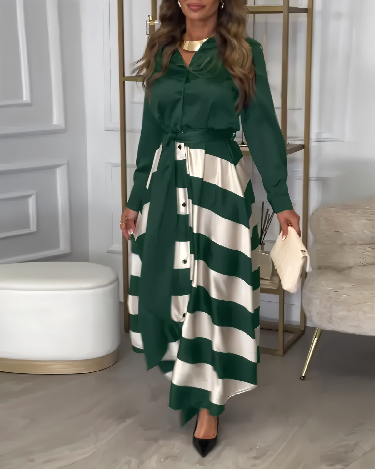 Chique elegante dames maxi jurk met avond uitstraling