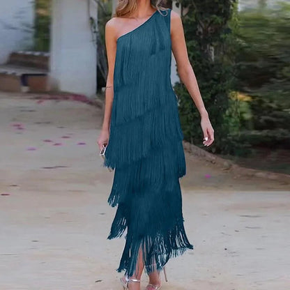 Beverley | Fringed One-Shoulder Dress