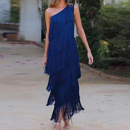 Beverley | Fringed One-Shoulder Dress
