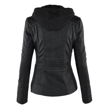 Veste Motard à Capuche en Simili Cuir pour Femme - Emilia Lane