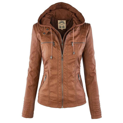 Veste Motard à Capuche en Simili Cuir pour Femme - Emilia Lane