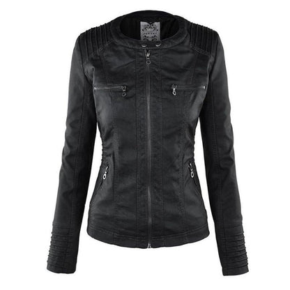 Veste Motard à Capuche en Simili Cuir pour Femme - Emilia Lane