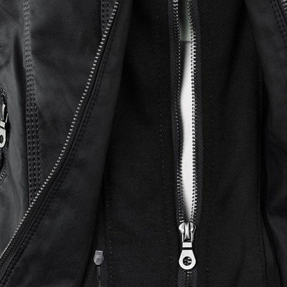 Veste Motard à Capuche en Simili Cuir pour Femme - Emilia Lane