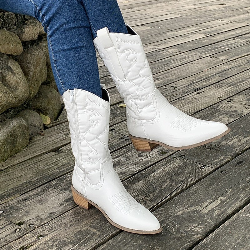 Luce | Metallic Western Enkellaarzen met Hak