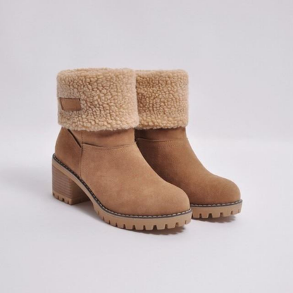 Trendy Warme Teddy Dames Enkellaarsjes met Hak