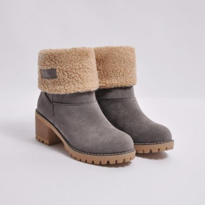 Trendy Warme Teddy Dames Enkellaarsjes met Hak