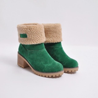 Trendy Warme Teddy Dames Enkellaarsjes met Hak