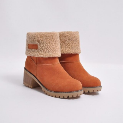Trendy Warme Teddy Dames Enkellaarsjes met Hak
