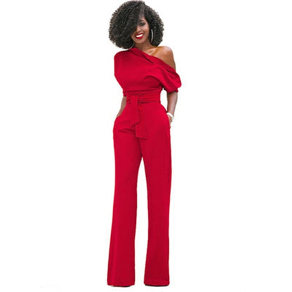 Fely | Elegante One-Shoulder Jumpsuit met Wijde Pijpen