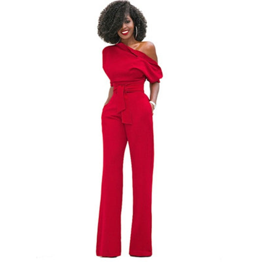 Fely | Elegante One-Shoulder Jumpsuit met Wijde Pijpen