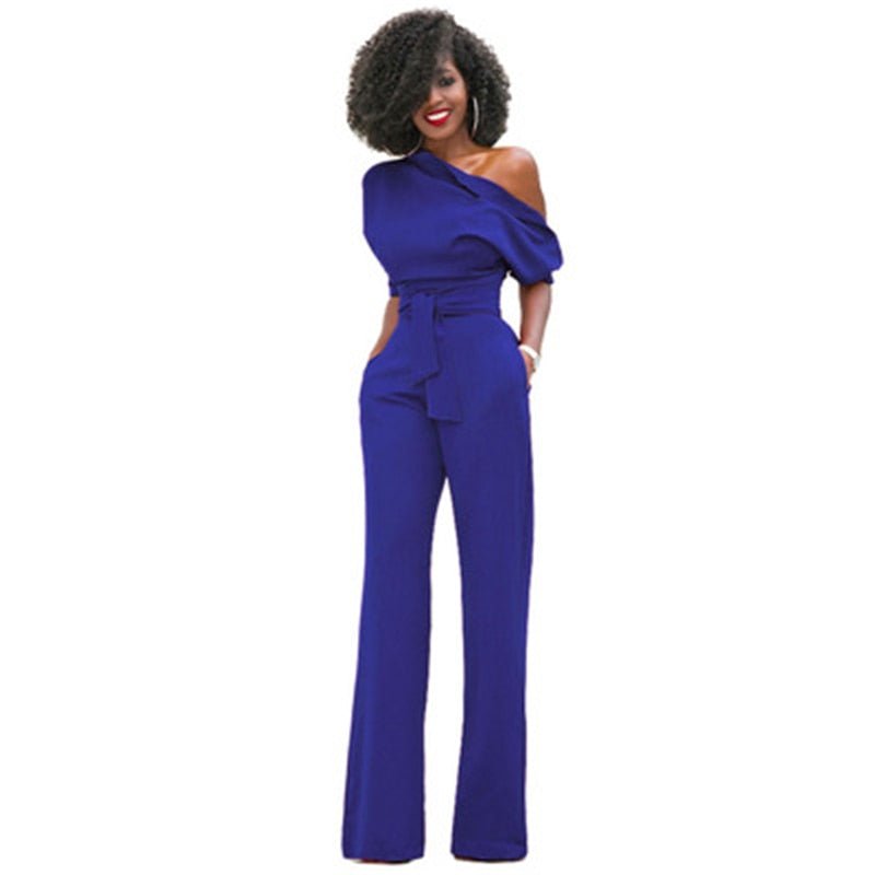 Fely | Elegante One-Shoulder Jumpsuit met Wijde Pijpen