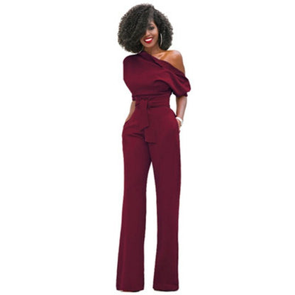Fely | Elegante One-Shoulder Jumpsuit met Wijde Pijpen
