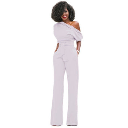 Fely | Elegante One-Shoulder Jumpsuit met Wijde Pijpen