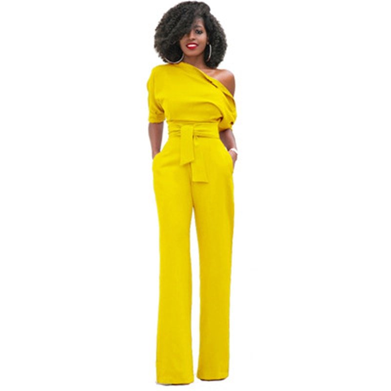 Fely | Elegante One-Shoulder Jumpsuit met Wijde Pijpen