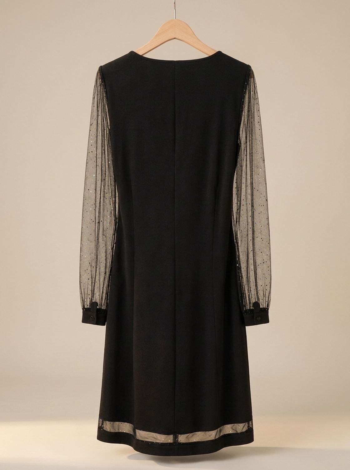 Glinsterende Dames Mini Jurk met Mesh Mouwen en Diepe V-Hals