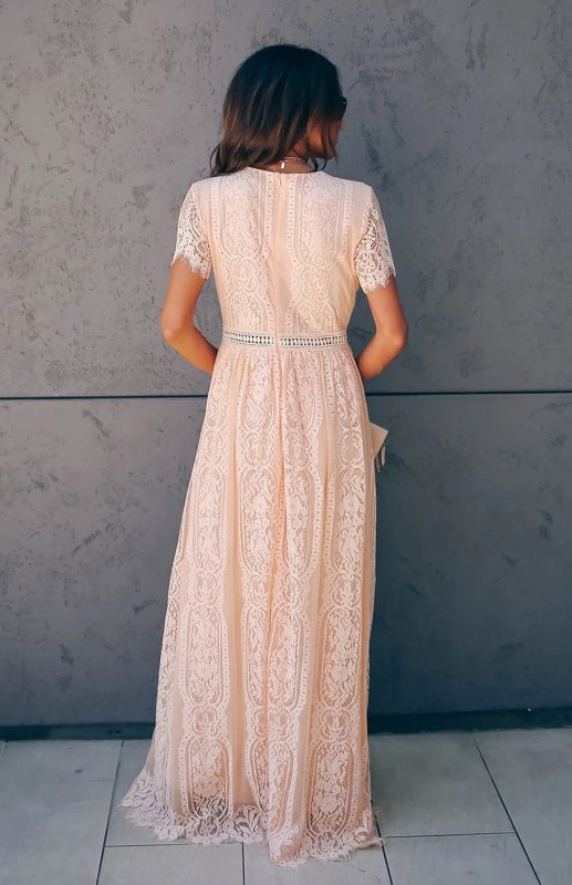 Paley | Romantische Kant Maxi Jurk met V-Hals