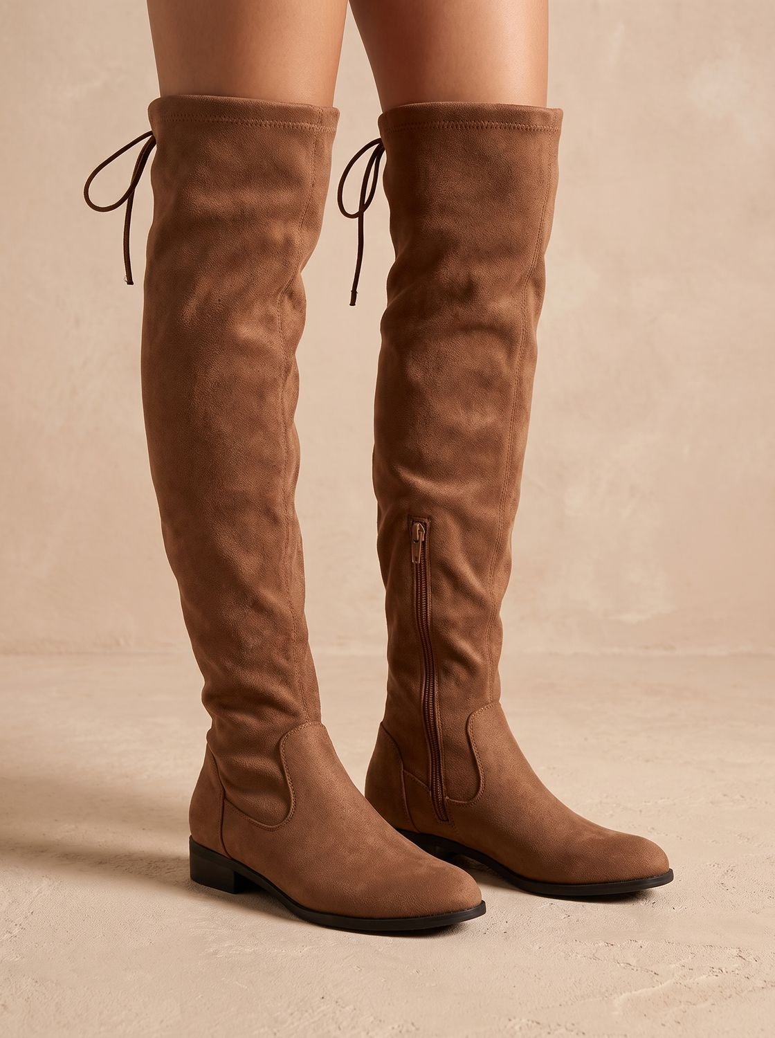 Women's Over-the-Knee Flat Suede Boots Side Zip