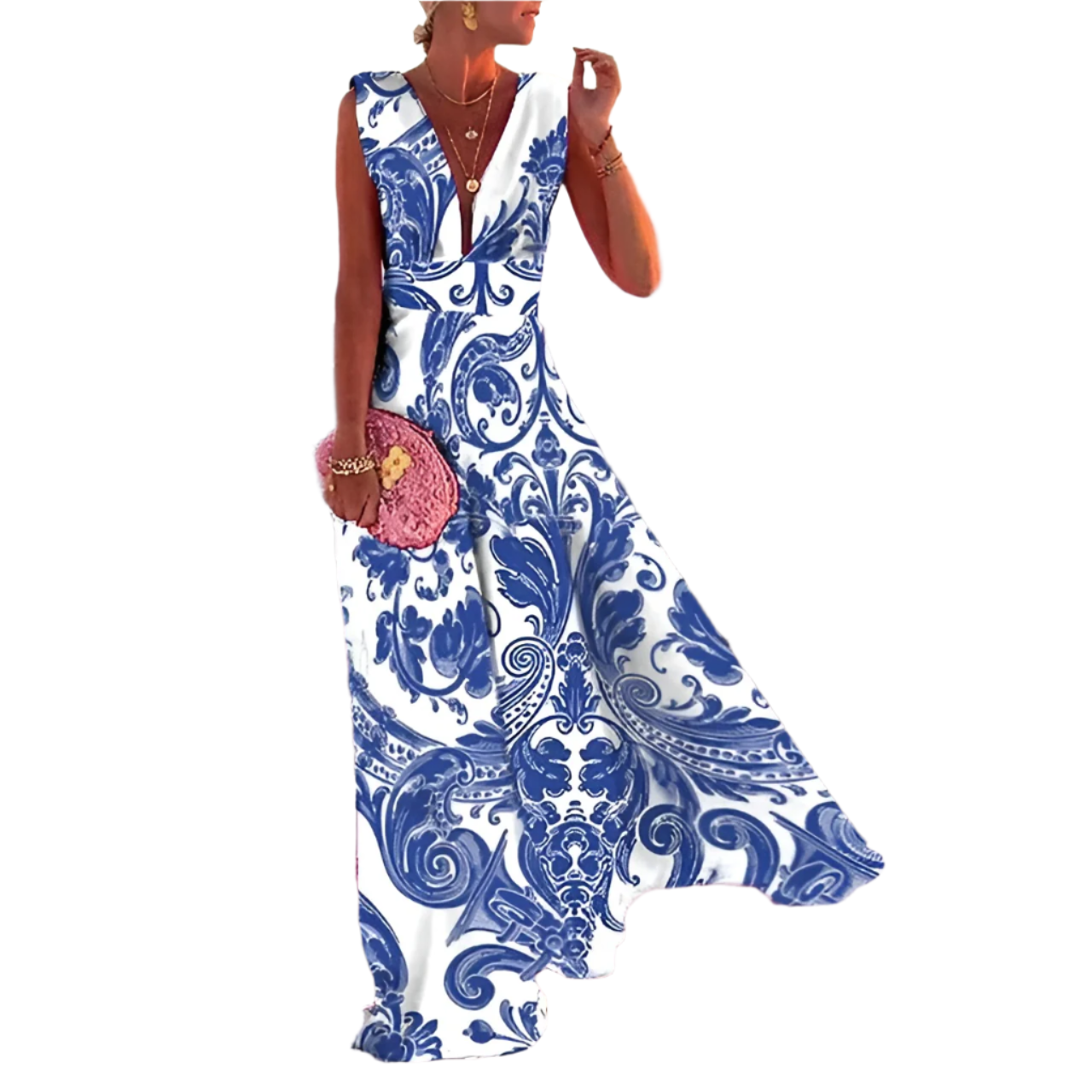 Luxe Dames Galajurk Maxi met V-hals en Mouwloos