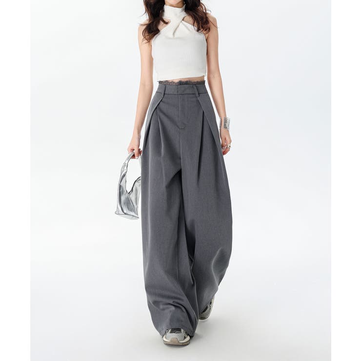 Ren | Wijde Pantalon met Hoge Taille