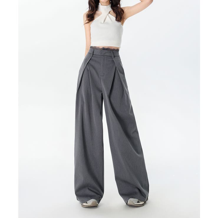 Ren | Wijde Pantalon met Hoge Taille