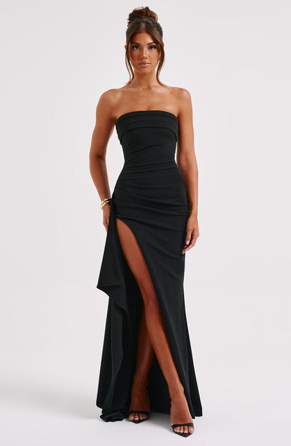 Belle | Strapless Avondjurk met Hoge Split