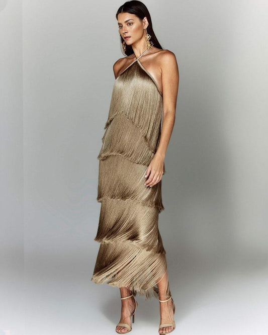 Corrina | Glamoureuze Midi Jurk met Flapper-Inspiratie