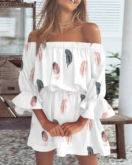 Catalyna | Zomerse Off-Shoulder Jurk met Bloemenprint