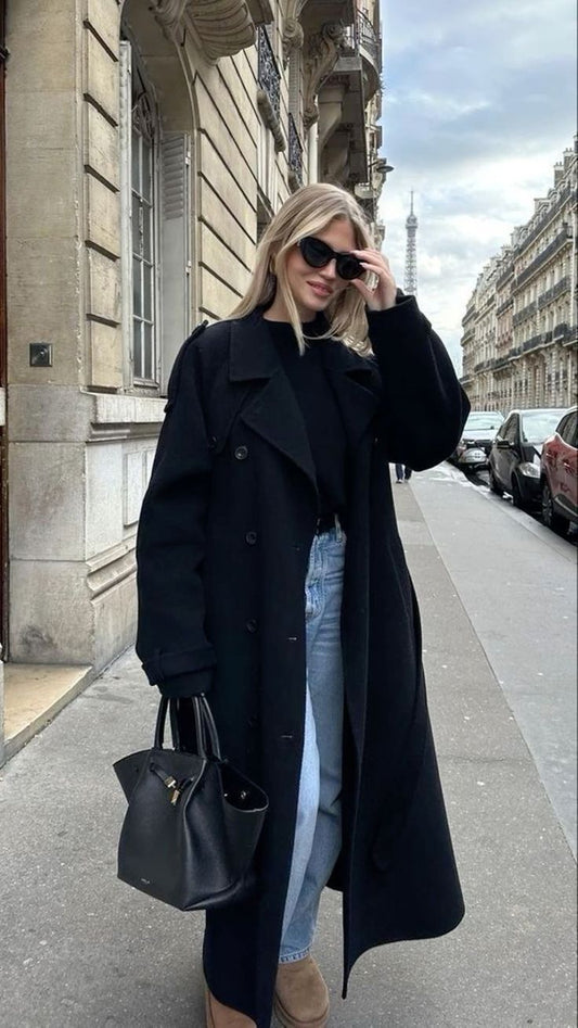 Lange Dames Trenchcoat met Knoopsluiting