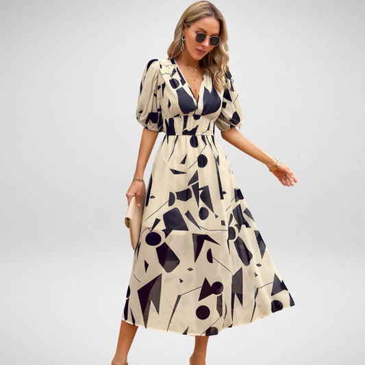 Claudeen | Zomerse Maxi Jurk met Grafische Print
