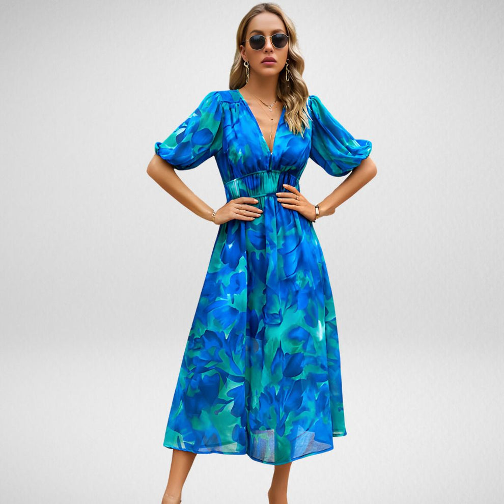 Claudeen | Zomerse Maxi Jurk met Grafische Print