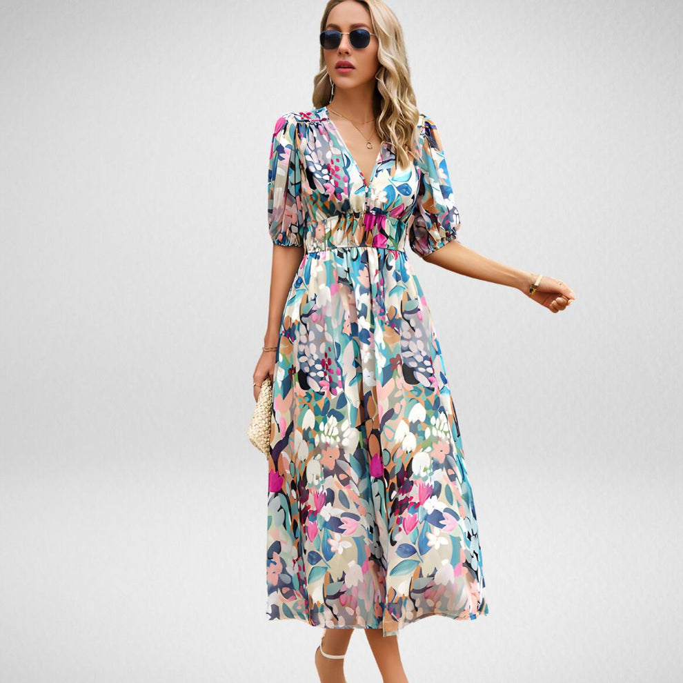 Claudeen | Zomerse Maxi Jurk met Grafische Print