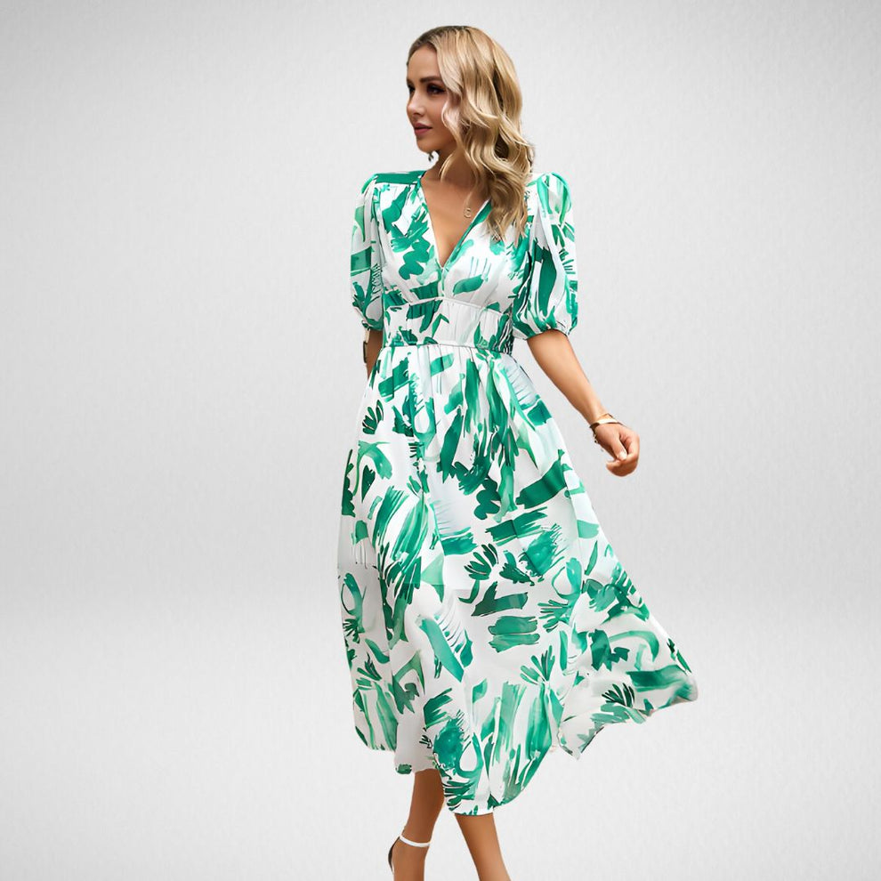 Claudeen | Zomerse Maxi Jurk met Grafische Print
