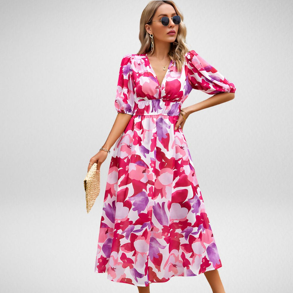 Claudeen | Zomerse Maxi Jurk met Grafische Print